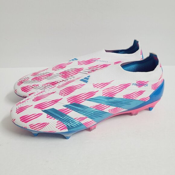 NEW Adidas Predator Elite Laceless SG Soccer Cleats IF6320 Size 12 White Blue